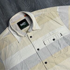 Howler Bros‎ Shirt Mens L Yellow White Striped Short Sleeve Button Down Cotton